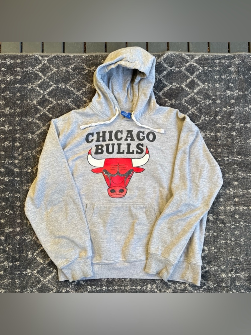 Unk Gray Chicago Bulls Crewneck Hoodie with Red Logo